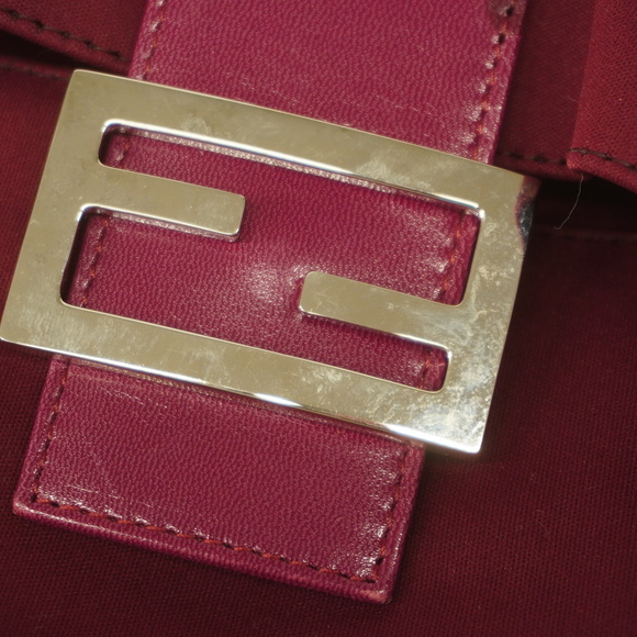 Auth Fendi Mamma Bucket Women's Cotton Handbag Bordeaux - Picture 9 of 13